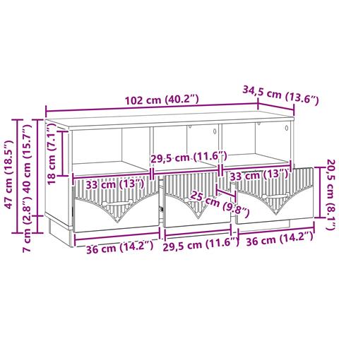 Mobile TV Legno antico 102 x 34,5 x 47 cm Legno ingegnerizzato - Foto 9