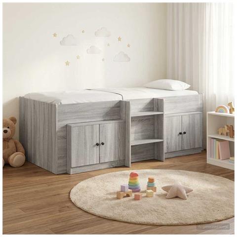 Struttura Letto Loft con Armadietto 3 pz Sonoma grigio - Foto 2