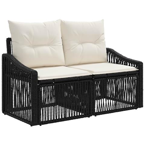 Set Divano da Giardino 6 pz Nero e Bianco Crema polyrattan - Foto 10