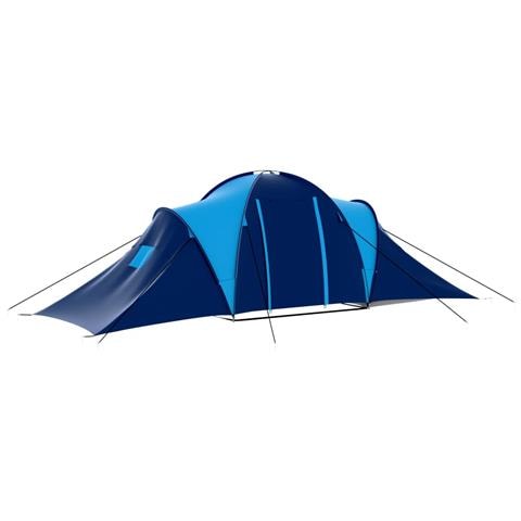 Tenda da Campeggio in Tessuto 9 Persone Blu Scuro e Blu - Foto 9