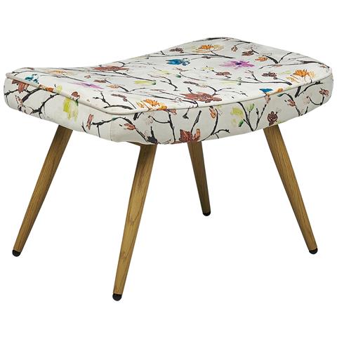 Sedia Wingback E Poggiapiedi Con Motivo Floreale Color Crema Vejle - Foto 16