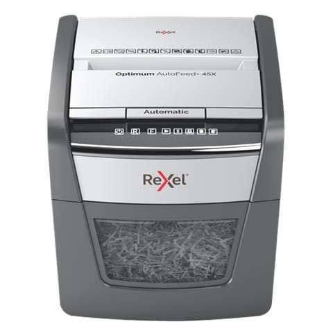 Distruggidocumenti Automatico Optimum AutoFeed 45X con Taglio a Frammenti Livello Sicurezza P-4 Capacità Cestino 20 Litri - Foto 1