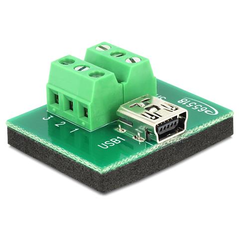 65518, Mini USB, 6p, Femmina, Nero, Verde, Sacchetto di politene - Foto 1