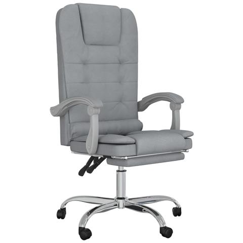 Sedia da Ufficio Massaggio Reclinabile Grigio chiaro in Tessuto - Foto 1