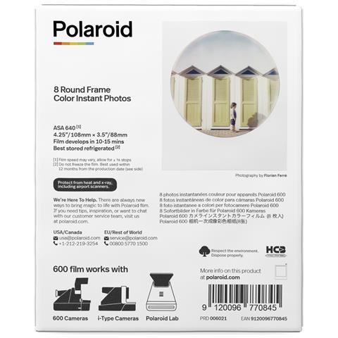 Confezione Da 8 Pellicole Fotografiche A Cornice Rotonda Per Fotocamera 600, Bianco - Foto 4