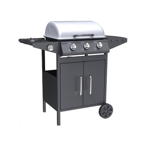 BBQ3PL1 barbecue per l'aperto e bistecchiera Carrello Gas Nero, Stainless steel - Foto 1