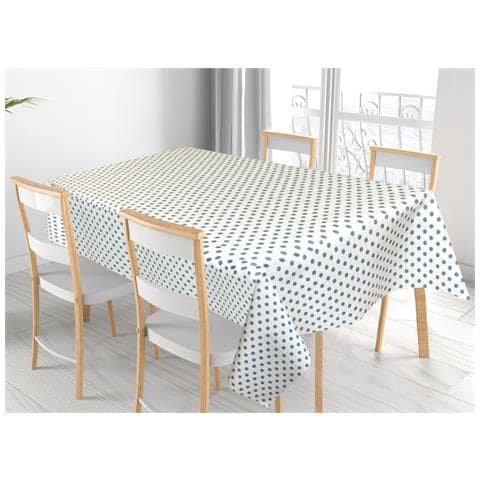 Mollettone Tovaglia Copritavolo Gommato Antiscivolo Proteggi Tavolo Pois 140x300 Pois - Foto 1