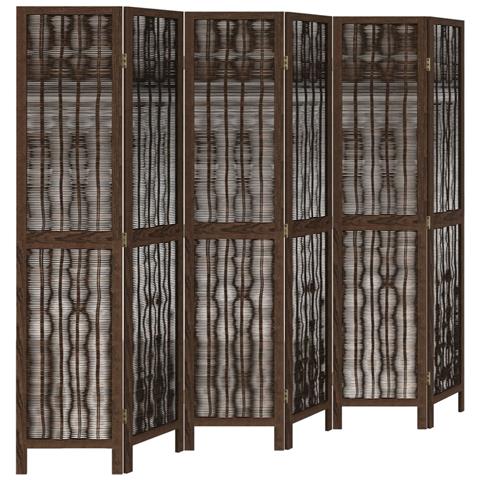 Divisorio Ambienti 6 Pannelli Marrone Scuro Massello Paulownia - Foto 2