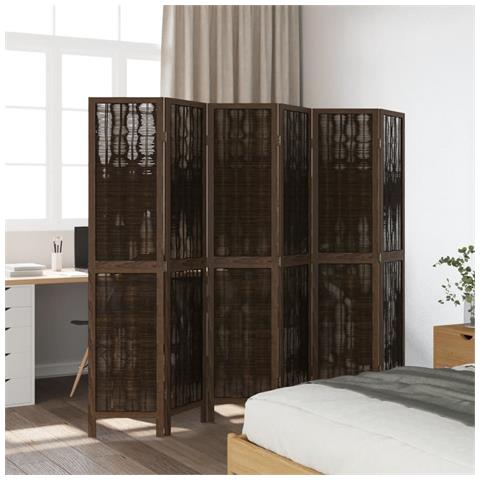 Divisorio Ambienti 6 Pannelli Marrone Scuro Massello Paulownia - Foto 3