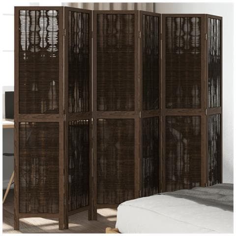 Divisorio Ambienti 6 Pannelli Marrone Scuro Massello Paulownia - Foto 1