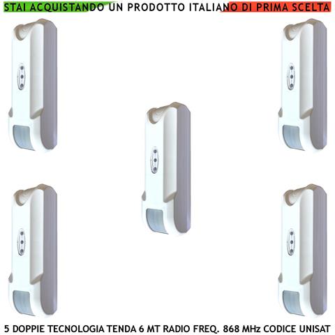 Rilevatore Movimento Balcone Doppia Tecnologia Tenda 5 Pezzi Copertura 6 Metri Frontali Prof. 1,8 Mt Via Radio Fr. 868 - Foto 1