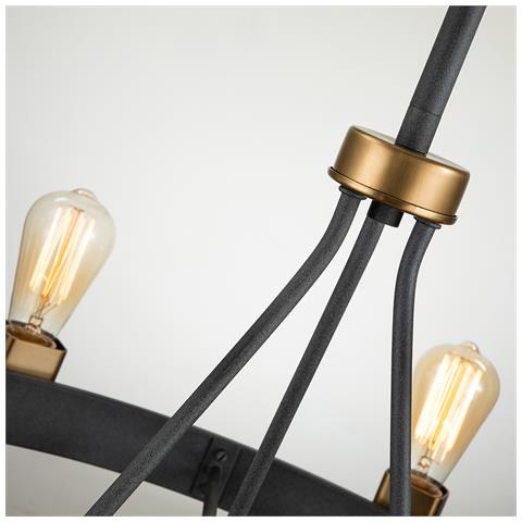 Lampadario Industrial Nordico Silas Acciaio Zinco Antico Ottone 8 Luci E27 - Foto 2