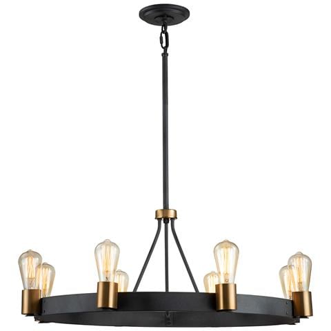 Lampadario Industrial Nordico Silas Acciaio Zinco Antico Ottone 8 Luci E27 - Foto 1