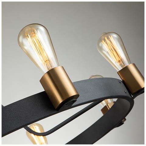 Lampadario Industrial Nordico Silas Acciaio Zinco Antico Ottone 8 Luci E27 - Foto 4
