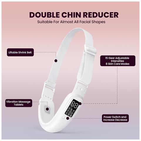Dispositivo Elettrico Doppio Mento E Macchina V-face Con 8 Modalità E 15 Intensità Regolabili - Macchina Doppio Mento Intelligente Per V-face - Bianco - Foto 2