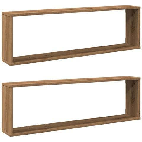 Mensole Parete A Cubo 2 Pz Artigianale 100x15x30 Cm Truciolato - Foto 2