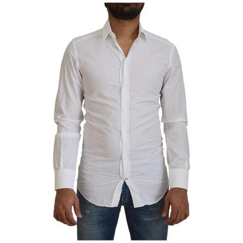 Abito Formale Slim Fit In Cotone Bianco Camicia Oro - It37 - Xs - Foto 1