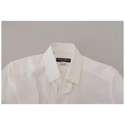 Abito Formale Slim Fit In Cotone Bianco Camicia Oro - It37 - Xs - Foto 5