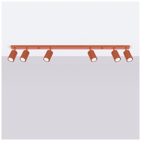 Lampada Da Soffitto Karbon 6l Rosso Ocra Sl. 1642 - Minimalista Lampada Da Soffitto Ocra Rossa 16.5x117x6.5 Cm - Foto 2