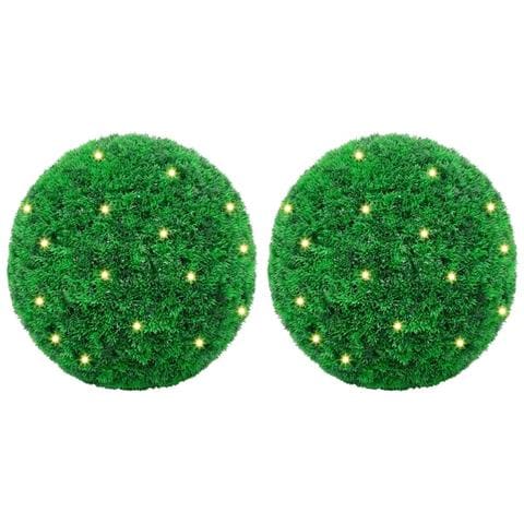Sfere di Bosso Artificiale con Luci LED 2 pz Verdi 45 cm - Foto 1