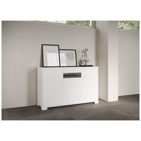 Madia 3 Ante 130x40x81 Cm Riflesso Bianco Lucido - Foto 2