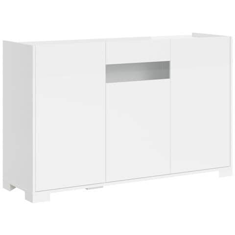 Madia 3 Ante 130x40x81 Cm Riflesso Bianco Lucido - Foto 1