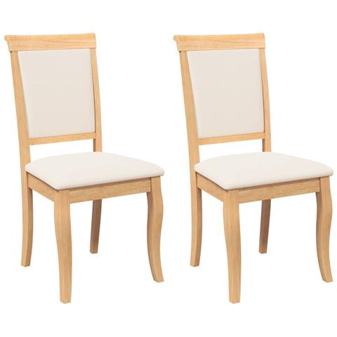 Sedie da Pranzo con Cuscini 2 pz Naturale Legno Massello Hevea - Foto 1