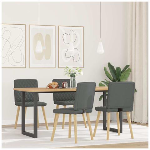 Sedie Da Pranzo 4 Pz Grigio Scuro In Tessuto - Foto 2
