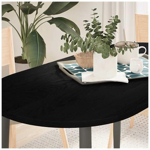 Piano Tavolo Marrone Scuro 120x60x2 Cm In Rovere Massello Ovale - Foto 1