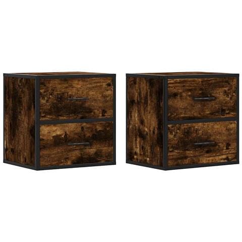Comodini A Muro 2 Pz Rovere Fumo 40x31x39,5 Cm - Foto 2