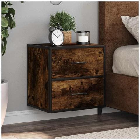 Comodini A Muro 2 Pz Rovere Fumo 40x31x39,5 Cm - Foto 1