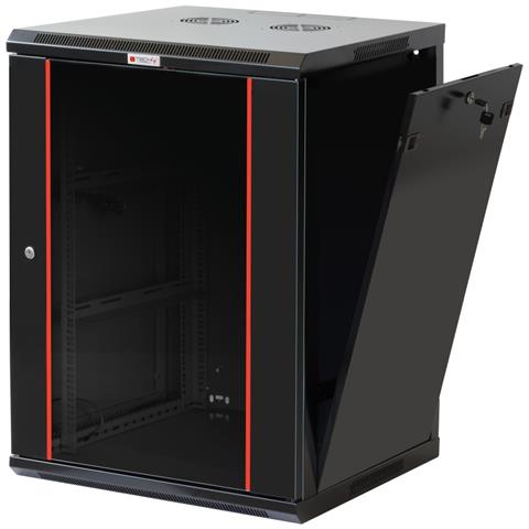 Armadio Rack 19" a muro 15 unità sezione unica prof. 600mm Nero - Foto 1