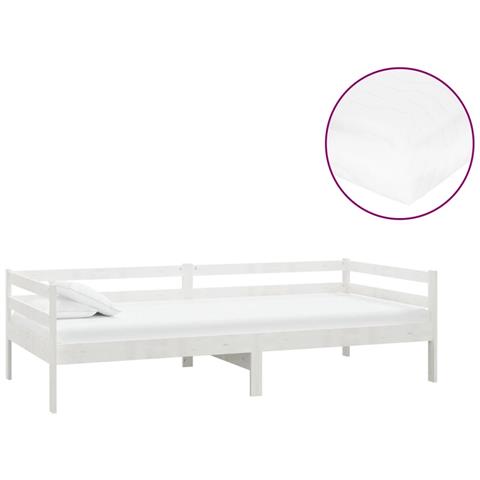 Divano Letto Con Materasso 90x200 Cm Bianco In Legno Di Pino - Foto 1