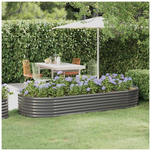 Letto Giardino Acciaio Verniciato A Polvere 249x100x36cm Grigio - Foto 6