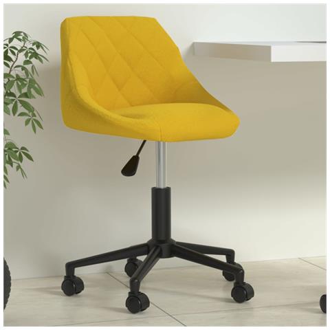 Sedia Da Ufficio Girevole Giallo Senape In Tessuto - Foto 8