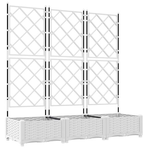 Vaso da Giardino con Trellis 3 pcs Bianco 120x40x125.5 cm - Foto 1