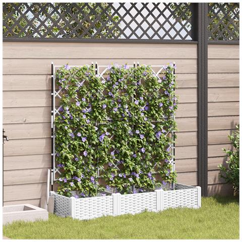 Vaso da Giardino con Trellis 3 pcs Bianco 120x40x125.5 cm - Foto 2