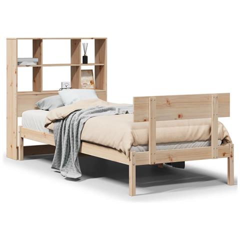 Letto Libreria senza Materasso 90x200 cm Legno Massello Pino - Foto 1