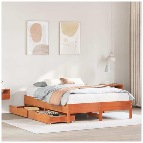 Letto senza Materasso Marrone Cera 120x190 cm in Legno di Pino - Foto 2
