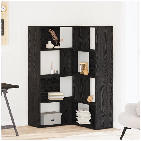 Armadio Angolare Nero Rovere 140x30x140 cm Legno ingegnerizzato - Foto 2
