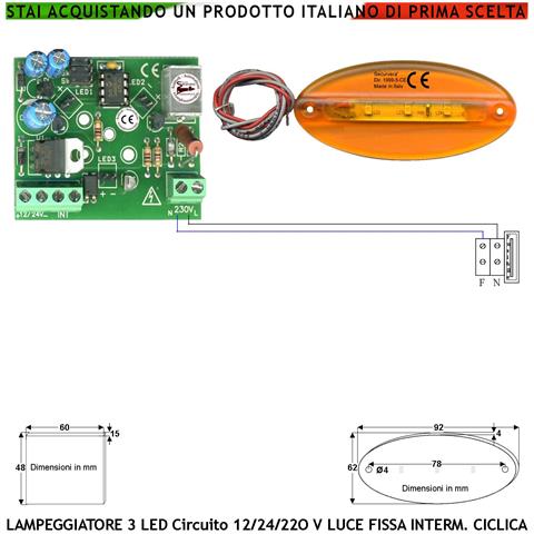 Avviso Luminoso Arancione Ovale Piatto Circuito Multifumzioni Scelta Luce Fissa  Intermittente Ciclica Il Circuito Sup - Foto 1
