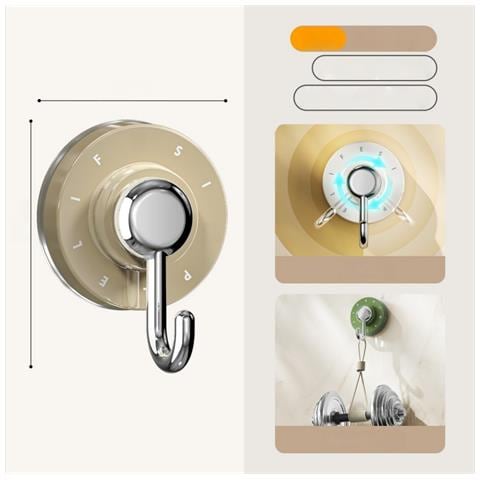 Set Di 3 Ganci A Ventosa Senza Foratura - Ganci Da Parete Rimovibili Per Cucina E Bagno Brown - Foto 2