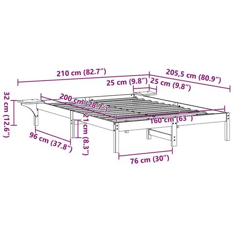Rete letto con comodini Marrone Cera marrone - Foto 9
