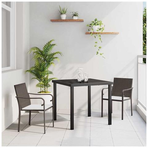 Set da Pranzo per Giardino 3 pcs Marrone Poly Rattan - Foto 2