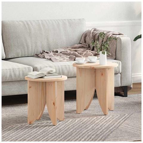 Tavolino da salotto 2 pcs Naturale 41,5 x 41,5 x 44 cm - Foto 2