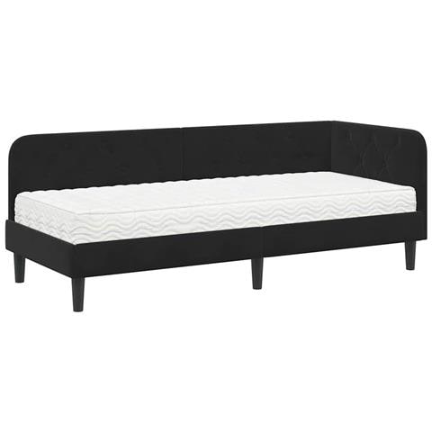 Cornice del letto ad angolo Nero 80 x 200 cm Velluto - Foto 1
