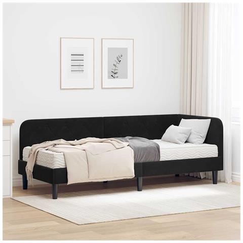 Cornice del letto ad angolo Nero 80 x 200 cm Velluto - Foto 2