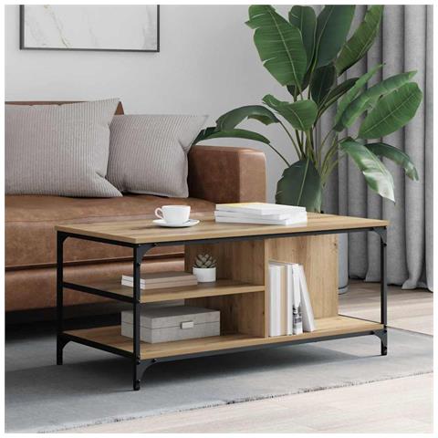 Tavolino da salotto Rovere artigianale 100 x 50 x 45 cm - Foto 2