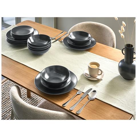 Set Di 18 Stoviglie Vivani Gres Porcellanato Nero - Foto 1