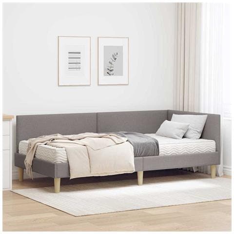 Struttura Letto Angolare con Materasso 2 pcs Talpa Tessuto - Foto 2